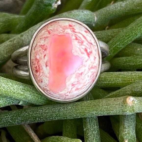 Pink Fire Opal Sterling Ring - Picture 1 of 3